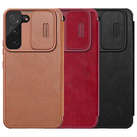 Nillkin Qin Leather Pro Case Case for Samsung Galaxy S22 + (S22 Plus) Camera Protector Holster Cover Flip Cover Brown