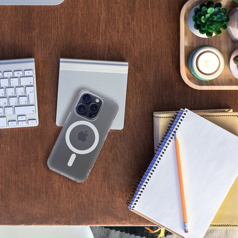 Futerał FROST MAG COVER kompatybilny z MagSafe do SAMSUNG S24 Plus transparentny