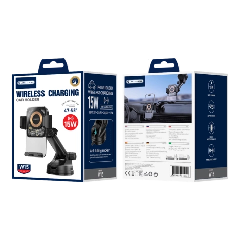 JELLICO car holder with wireless charging W15 15W Black