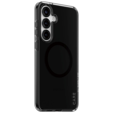 CARE by PanzerGlass Flagship Urban Combat Black QI Case for Samsung Galaxy S25+ - Semi-transparent Smoke