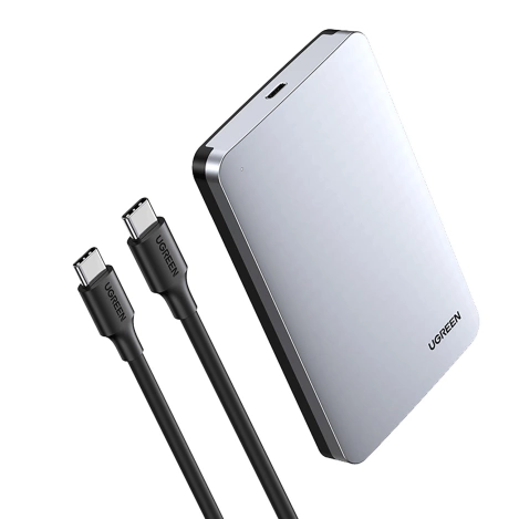 Ugreen CM300 70499 Schacht für 2,5'' SATA 3.0 6Gbit/s Festplatte – Grau + USB-C – USB-C-Kabel 0,5 m