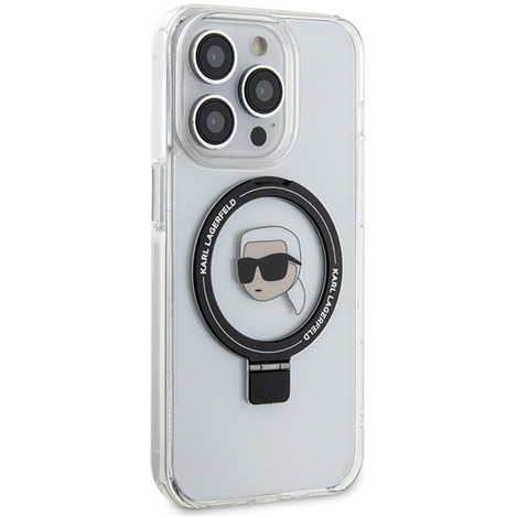 Karl Lagerfeld KLHMP15LHMRSKHH iPhone 15 Pro 6,1&quot; weiß/weiß Hardcase Ring Stand Karl Head MagSafe