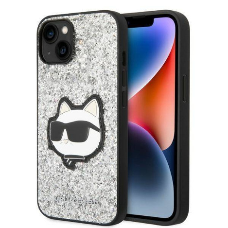 Karl Lagerfeld NFT Glitter Choupette Patch - Etui iPhone 14 (srebrny)