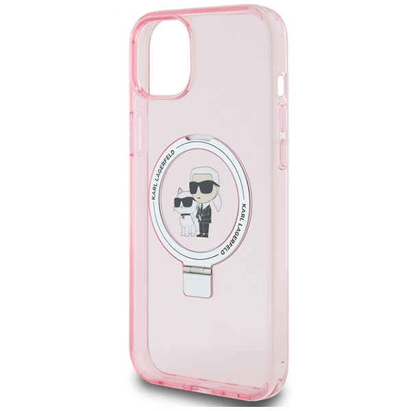 Karl Lagerfeld KLHMP15SHMRSKCP iPhone 15 6,1" rosa/rosa Hardcase Ringständer Karl&Choupette MagSafe