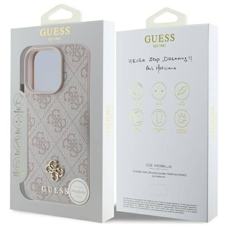 GUESS futerał do IPHONE 16 Pro Max kompatybilny z MagSafe GUHMP16XP4SM4MP (PU 4G Small and Classic) pink