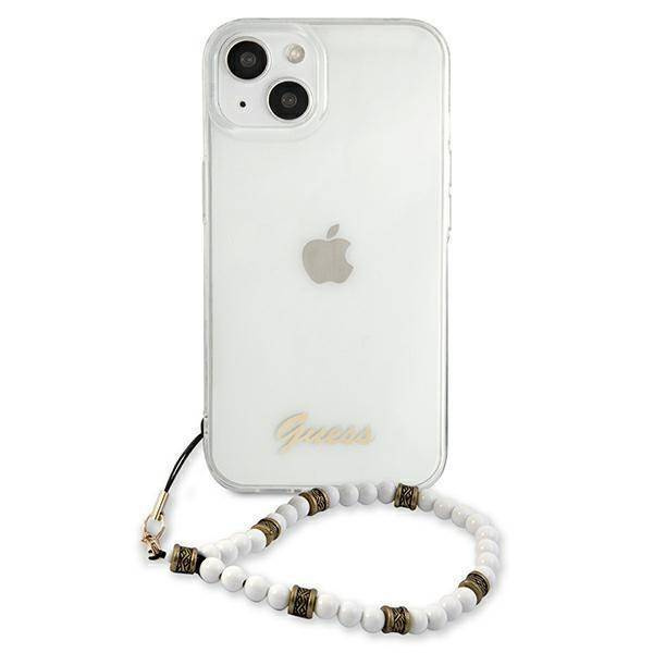 Guess nakładka do iPhone 13 Mini 5,4" GUHCP13SKPSWH przeźroczysta hard case White Pearl