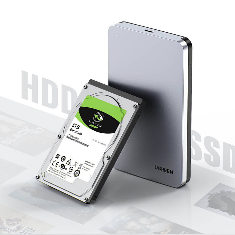 Ugreen pocket hard disk case 2.5 &#39;&#39; SATA 3.0 6Gbps gray + cable USB - USB Type C 0.5m (CM300)
