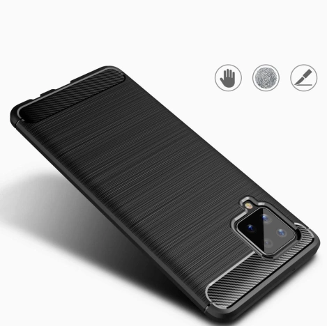 Carbon Case elastyczne etui pokrowiec Samsung Galaxy A42 5G czarny