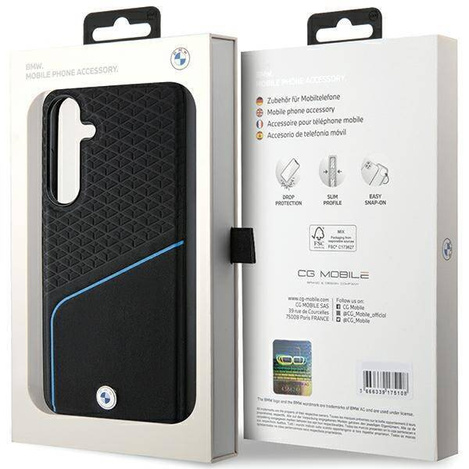 Etui BMW Signature Leather Textured & Line MagSafe na Samsung Galaxy S24+ - czarne