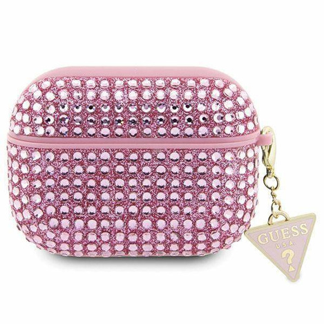 Guess GUAPHDGTPP AirPods Pro-Abdeckung rosa/rosa Strass-Dreiecksanhänger