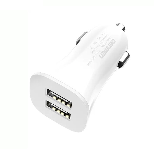 ŁADOWARKA SAMOCHODOWA 3A BIAŁA DENMEN 3100mA DUAL FAST CHARGING 2XUSB DZ06 15W