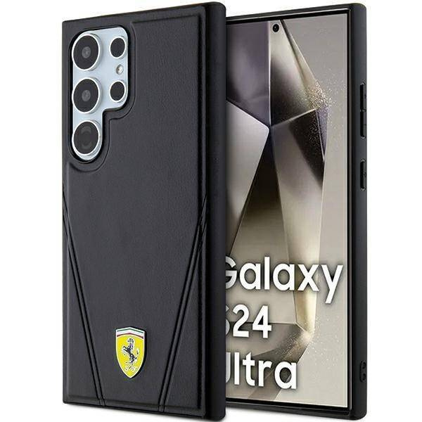 Oryginalne Etui FERRARI hardcase Hot Stamp V Lines MagSafe FEHMS24LP3BAK do Samsung Galaxy  S24 Ultra Czarny