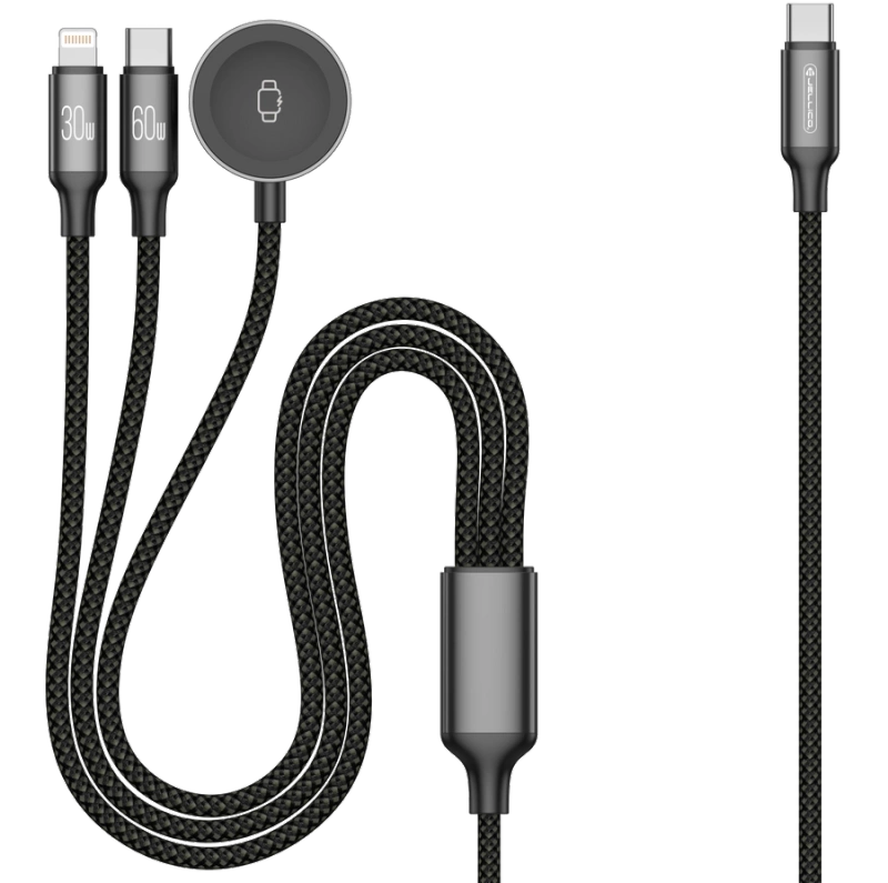 JELLICO kabel B25 3w1 (Apple Watch) 3.1A 1.2M Czarny