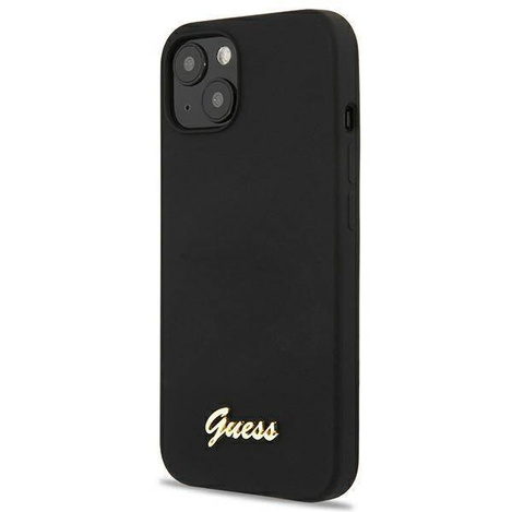 Guess GUHMP13MLSLMGBK iPhone 13 6.1 "schwarz / schwarz Hardcase Silikonschrift Gold Logo