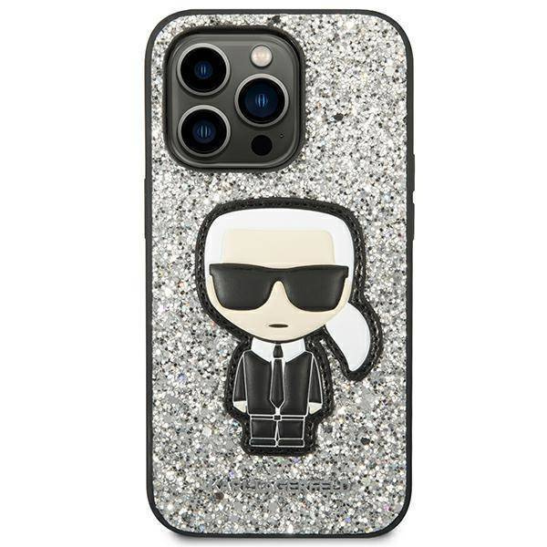 Karl Lagerfeld KLHCP14XGFKPG iPhone 14 Pro Max 6.7&quot; Hardcase silber / silber Glitter Flakes Ikonik