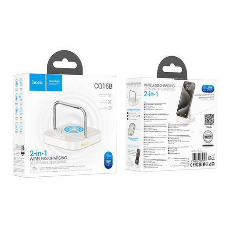 HOCO ładowarka biurkowa 2w1 Typ C + ładowanie bezprzewodowe 5W PD QC 3A 30W CQ16B biała