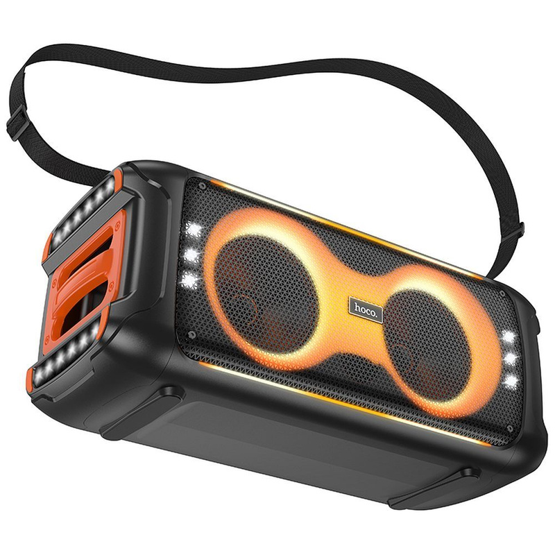 HOCO zestaw karaoke bezprzewodowy głośnik + 2 x bezprzewodowy mikrofon LED 60W HA9 czarny