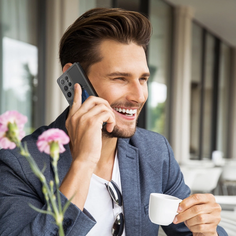 Dux Ducis Rafi II Case for Samsung Galaxy S25 Ultra with Stand and Wallet - Black