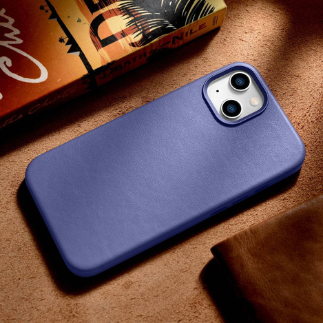 iCarer Case Leather genuine leather case for iPhone 14 Plus hellviolett () (MagSafe compatible)