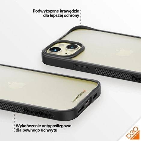Etui PanzerGlass ClearCase na iPhone 15 Plus / 14 Plus z certyfikatem Military Grade - przezroczysto-czarne