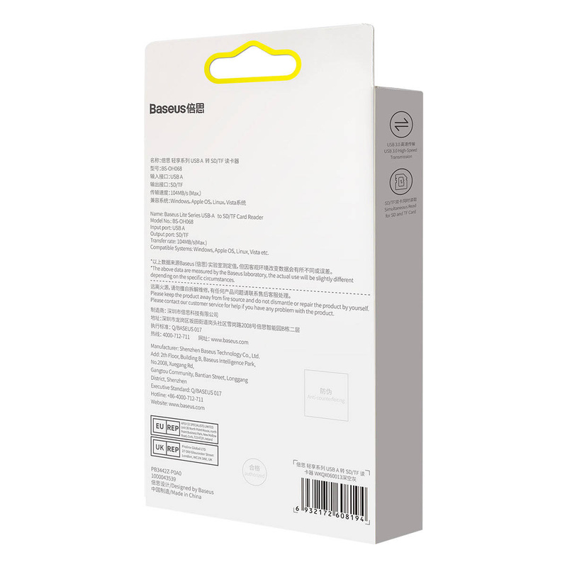 Baseus Lite Series Adapter SD/TF USB Kartenleser grau (WKQX060013)