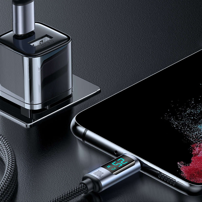 USB C - USB C-Kabel 100 W 1,2 m mit LED-Anzeige Joyroom S-CC100A16 - Schwarz