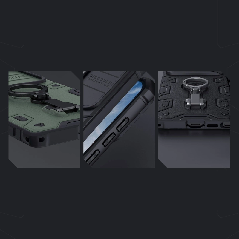 Nillkin CamShield Armor Pro Case etui Samsung Galaxy S23 Ultra pancerny pokrowiec z osłoną na aparat ring podstawka czarne
