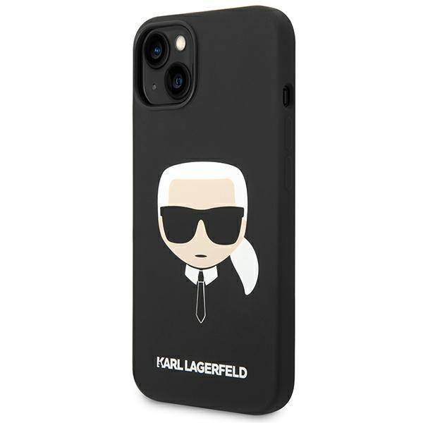 Original Handyhülle IPHONE 14 PLUS Karl Lagerfeld Harcase Silicone Karl's Head schwarz