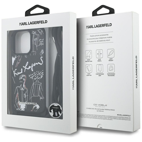 KARL LAGERFELD futerał do IPHONE 16 PRO MAX KLHCP16XPGGRMPCK kompatybilny z MagSafe (CRSSBY Grained PU W/ Pattern & Logo) czarny