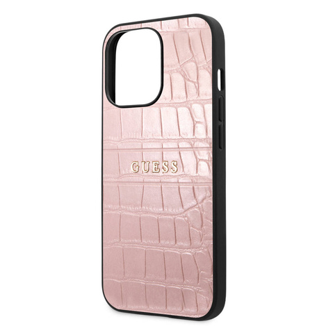 Guess nakładka do iPhone 13 Pro 6,1" GUHCP13LPCRBPI różowa hard case Croco Collection