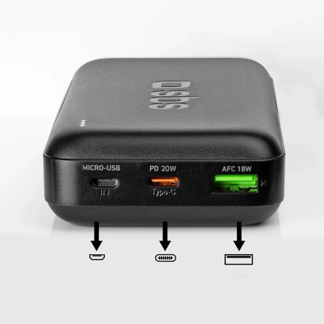 Powerbank SBS TTBB20000PD20K 20000 mAh 20W PD USB-C, USB-A, Micro-USB - czarny