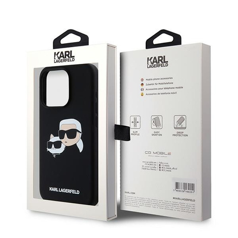 Oryginalne Etui KARL LAGERFELD Silicone Karl & Choupette MagSafe KLHMP15LSKCHPPLK do Iphone 15 Pro Czarny