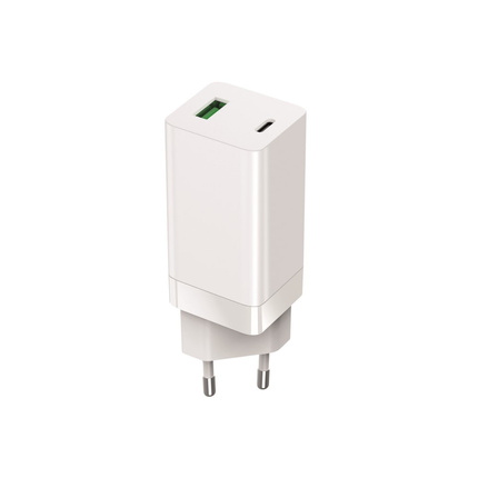 Setty ładowarka sieciowa GAN PD+QC USB + USB-C 65W LSI-02 biała