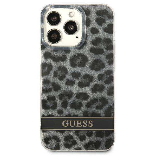 Schutzhülle IPHONE 13 PRO Guess Hardcase Leopard (GUHCP13LHSLEOK) grau