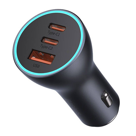 Baseus Golden Contactor Pro USB-A car charger + 2x USB-C 65W dark gray (CGJP010013)