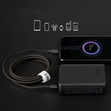 Kabel SBS TECABLETISSUETCCK USB-C - USB-C 1,5m 60W w oplocie - czarny