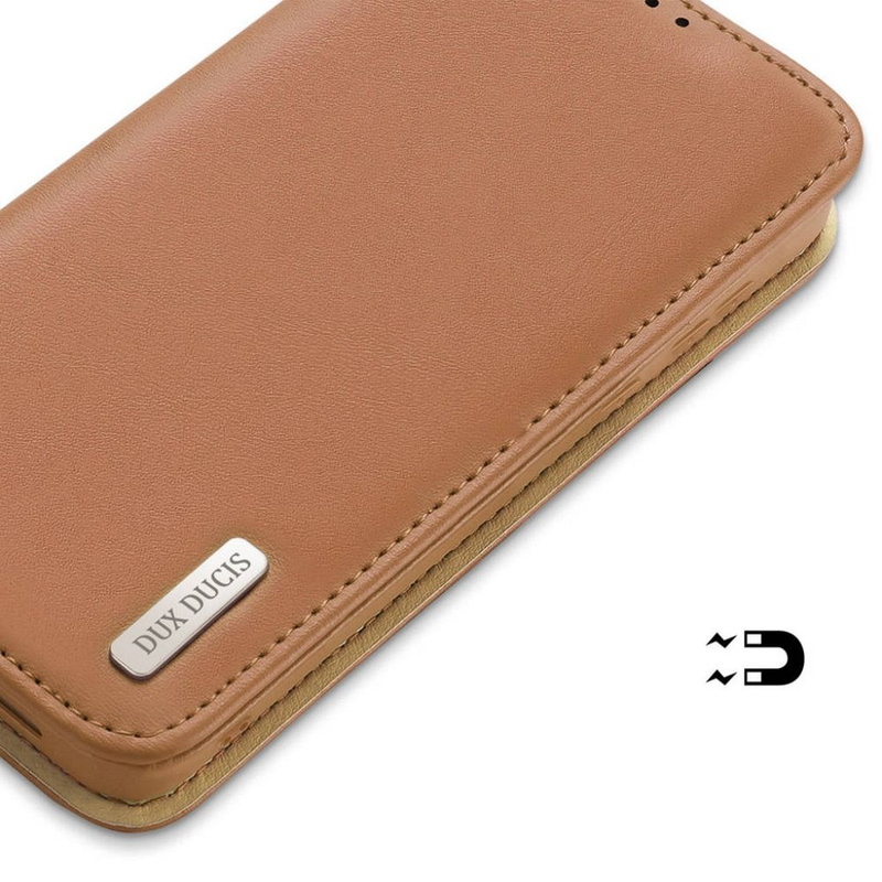 DUX DUCIS Hivo - skórzane etui portfelik do Samsung Galaxy S23 Plus brązowe
