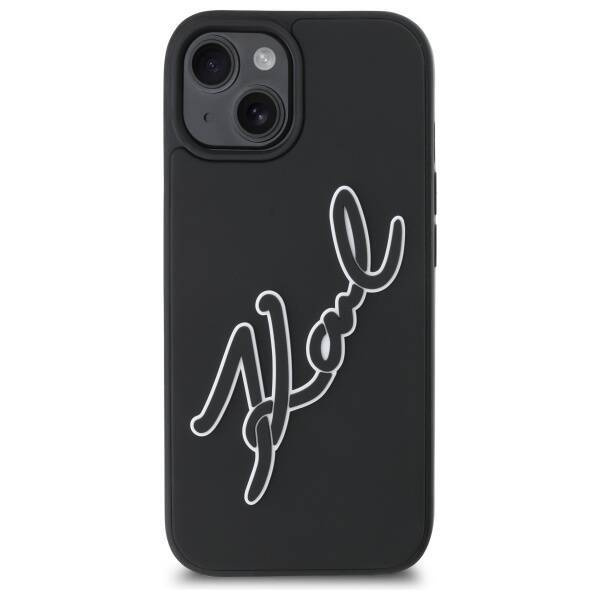Etui Karl Lagerfeld 3D Rubber Signature na iPhone 15 - czarne
