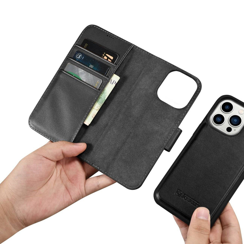 iCarer Wallet Case 2in1 iPhone 14 Pro Leather Flip Cover Anti-RFID black (WMI14220726-BK)