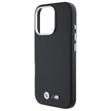 Original Handyhülle IPHONE 16 PRO MAX BMW Hardcase M Smooth Full Wrapped Metal MagSafe (BMHMP16X23PMWK) schwarz