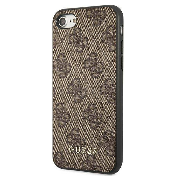 Original Handyhülle IPHONE SE 2022 / SE 2020 / 7 / 8 Guess Hard Case 4G Metal Gold Logo (GUHCI8G4GFBR) braun