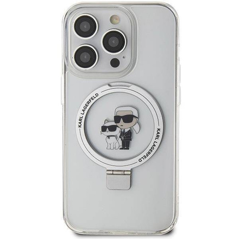 Etui Karl Lagerfeld Ring Stand Karl&Choupettte MagSafe do iPhone 14 Pro - białe