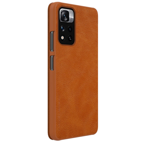 Nillkin Qin Case etui do Xiaomi Redmi Note 11 Pro+ (China) / Redmi Note 11 Pro (China) osłona na aparat kabura pokrowiec obudowa z klapką brązowy