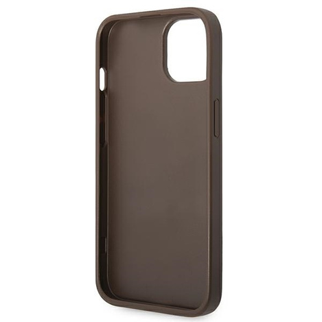Original Handyhülle IPHONE 14 Guess Hard Case 4G Metal Gold Logo braun