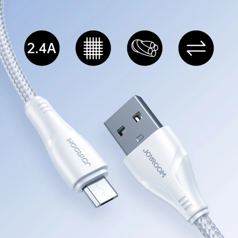 Joyroom USB-Kabel - Micro-USB 2.4A Surpass-Serie für schnelles Aufladen und Datenübertragung 2 m weiß (S-UM018A11)