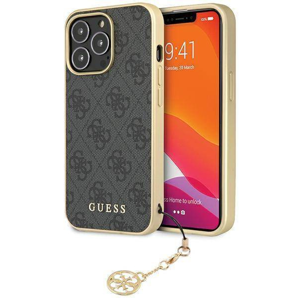 Guess GUHCP15LGF4GGR iPhone 15 Pro 6,1" grau/graues Hardcase 4G Charms Collection