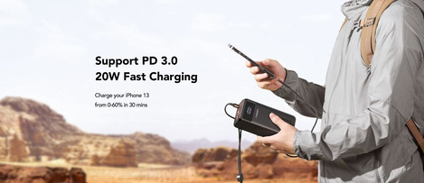 Bateria zewnętrzna (Powerbank) VEGER Tank Lite - 50 000mAh LCD Quick Charge PD 22,5W czarny (W5001)