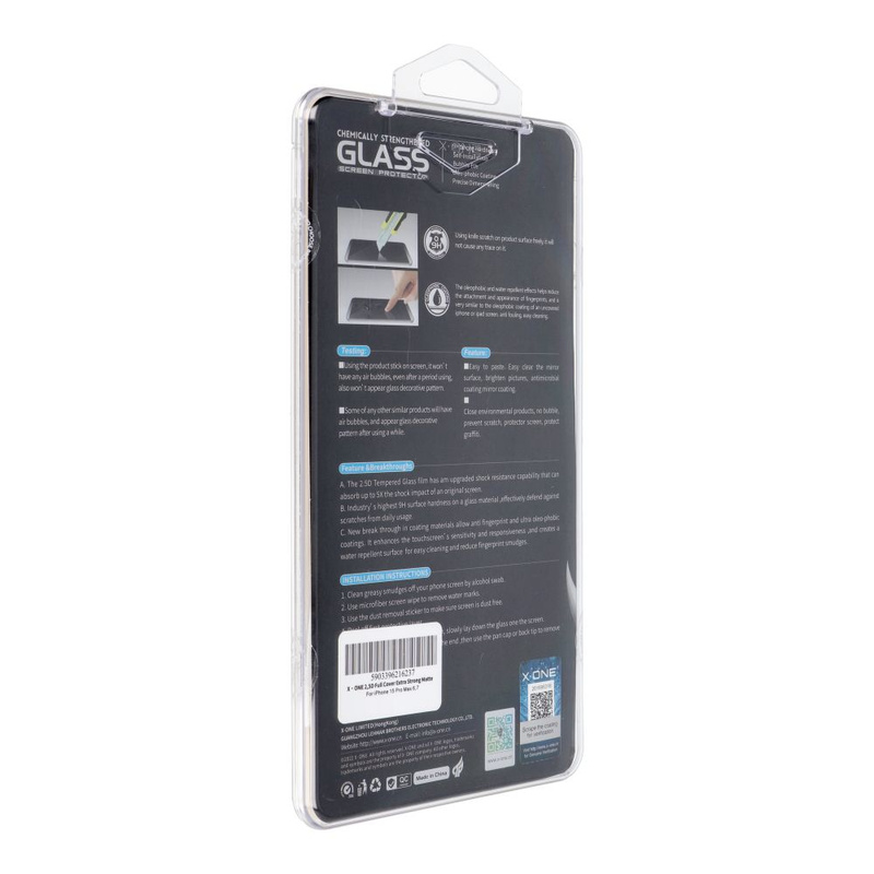 Szkło hartowane X-ONE Full Cover Extra Strong Matowe - do iPhone 15 Pro Max (full glue) czarny