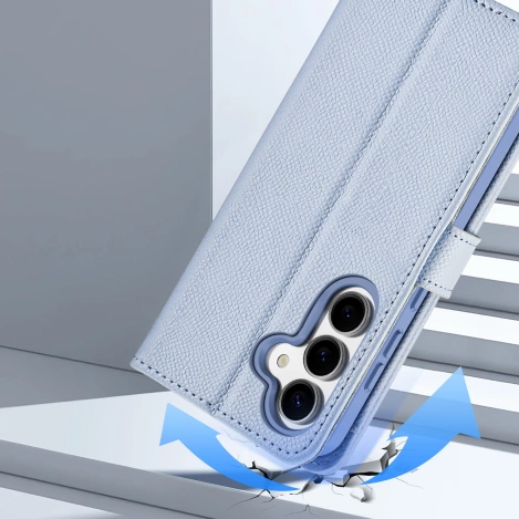 Dux Ducis Lawa Lederhülle für Samsung Galaxy S25 mit abnehmbarer magnetischer Brieftasche – Blau