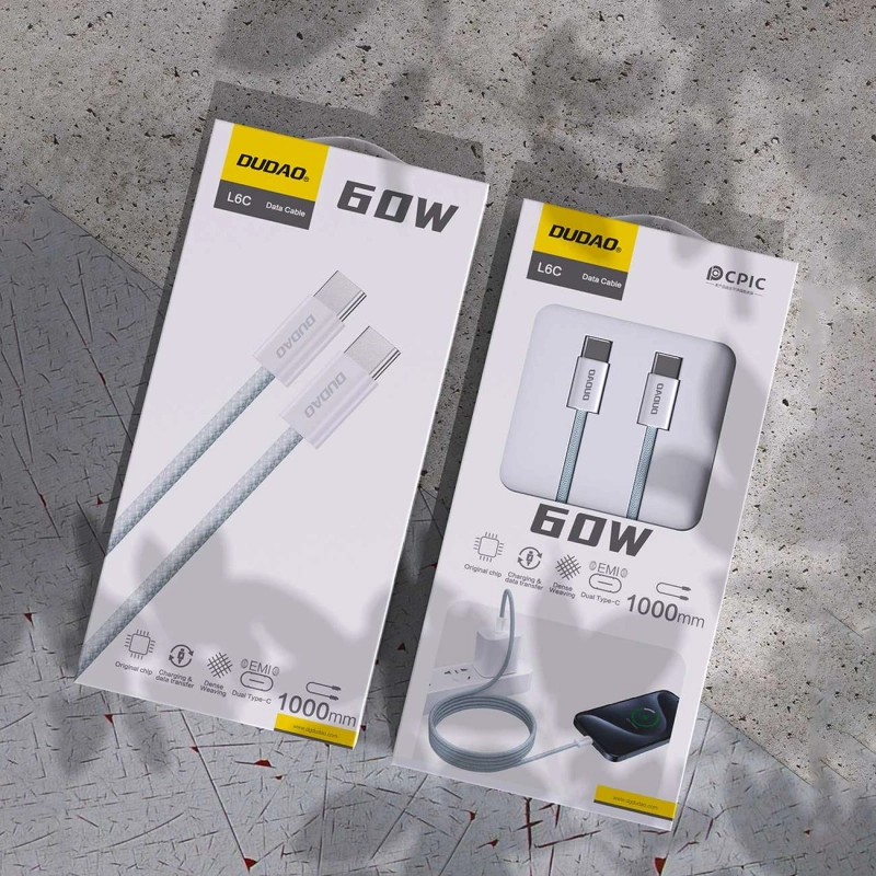Dudao L6C PD 60W USB-C – USB-C-Kabel 1 m – Weiß